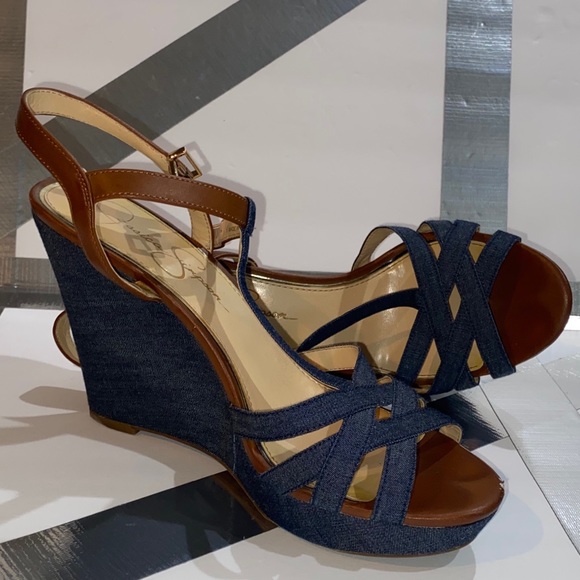 Jessica Simpson Shoes - Jessica Simpson Denim Wedge Heel Sandals